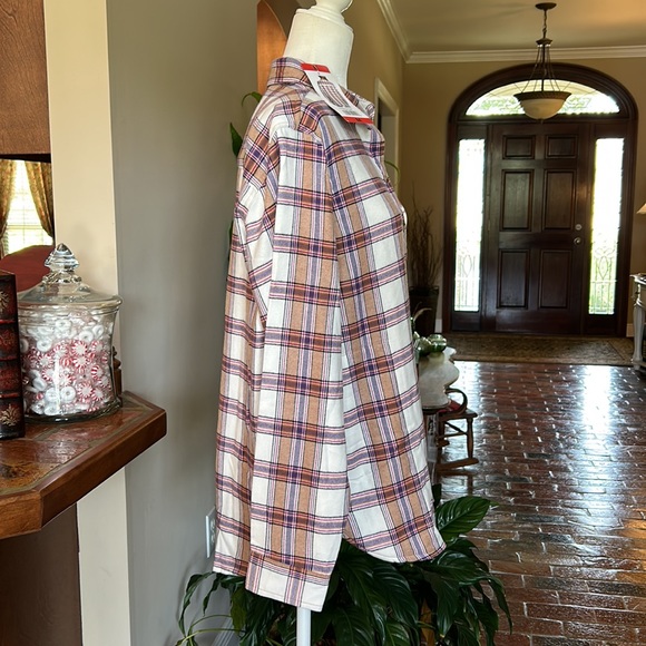 JACHS Girlfriend Tan Plaid Flannel button up szM NWT - Picture 4 of 11